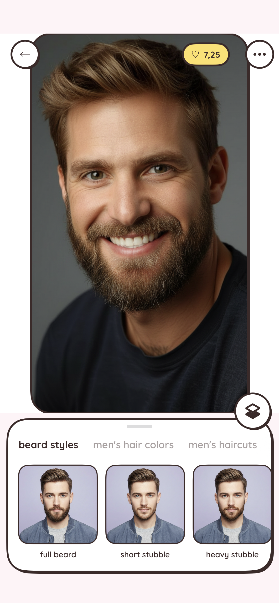 Beard styling — full beard, short stubble, heavy stubble