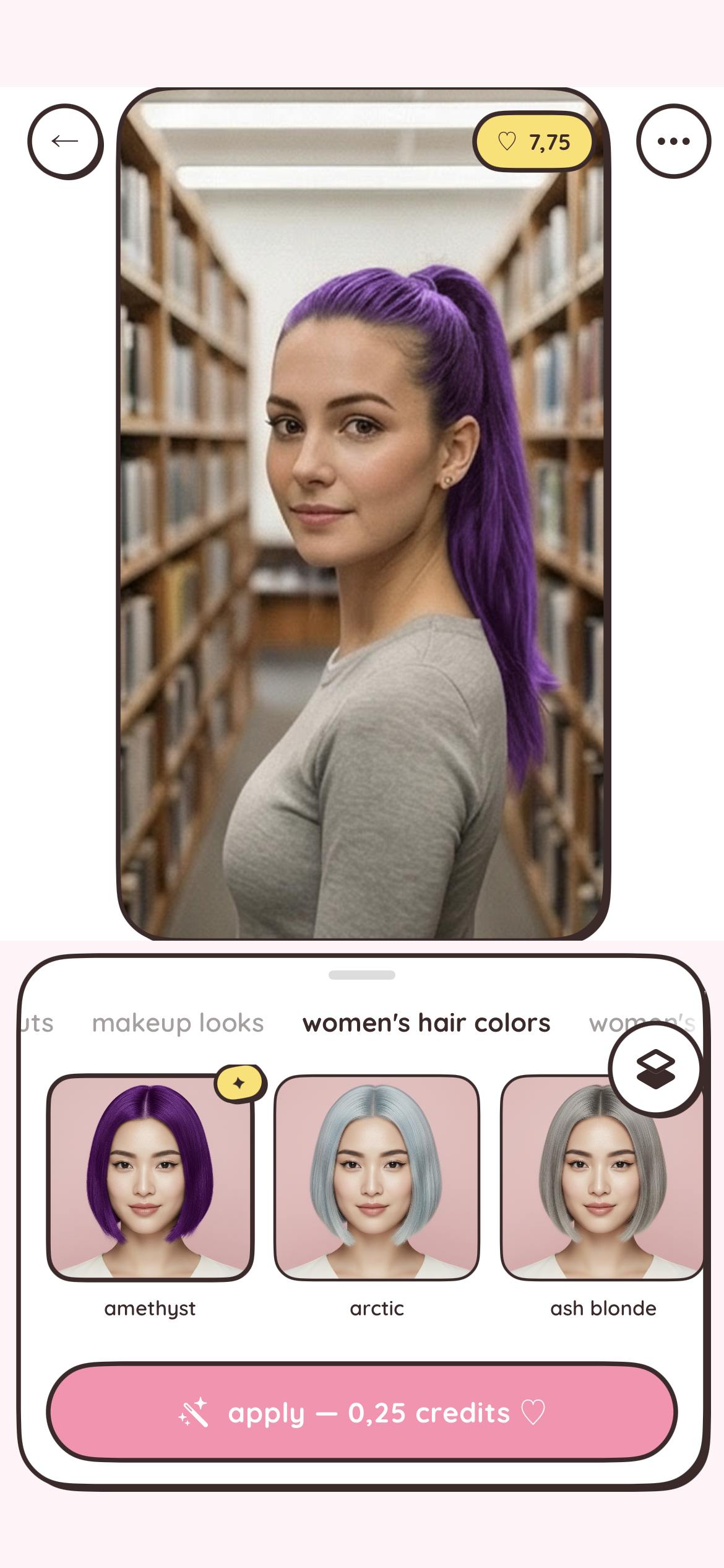 Generated result with purple amethyst hair color applied