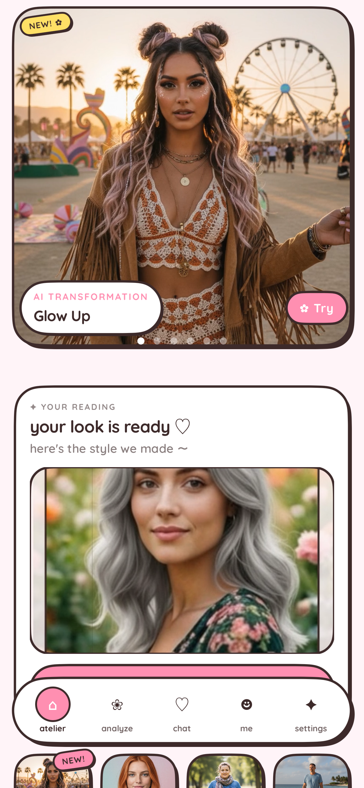 Lookify home — Glow Up suggestion and ready transformation result